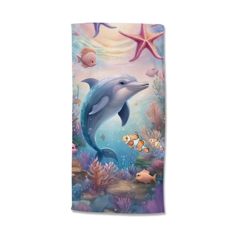 Good Morning Strandtuch 75x150 cm Frottee Baya Delfin und Fische bunt