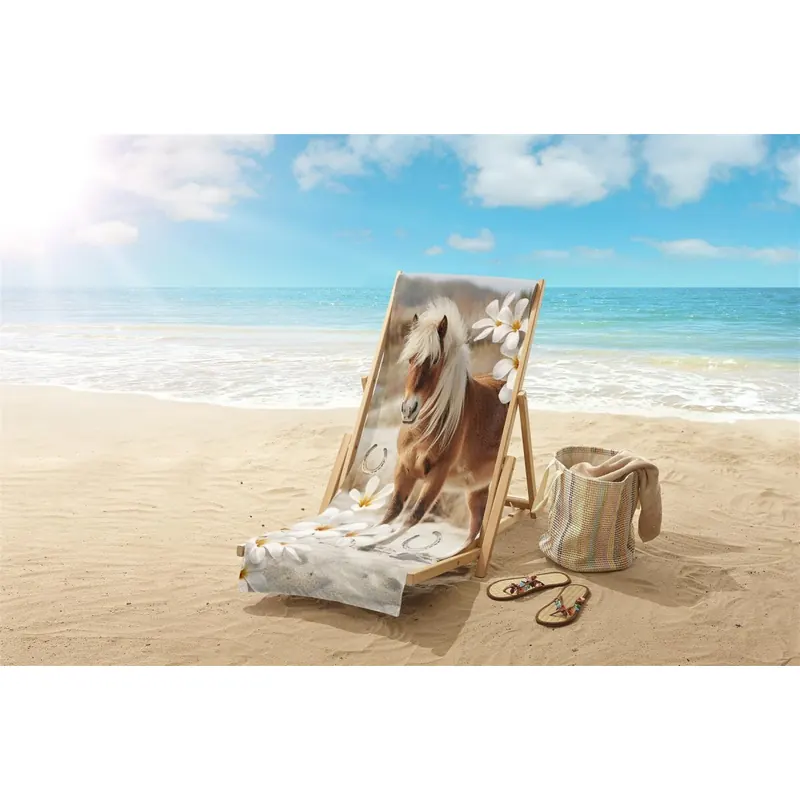Good Morning Strandtuch 75x150 cm Frottee Fabi Pferd & Blumen natur