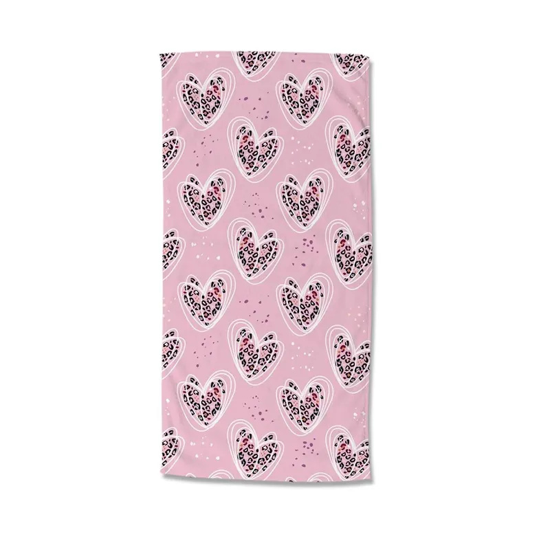 Good Morning Strandtuch 75x150 cm Frottee Femke Leopard-Print Herzchen rosa