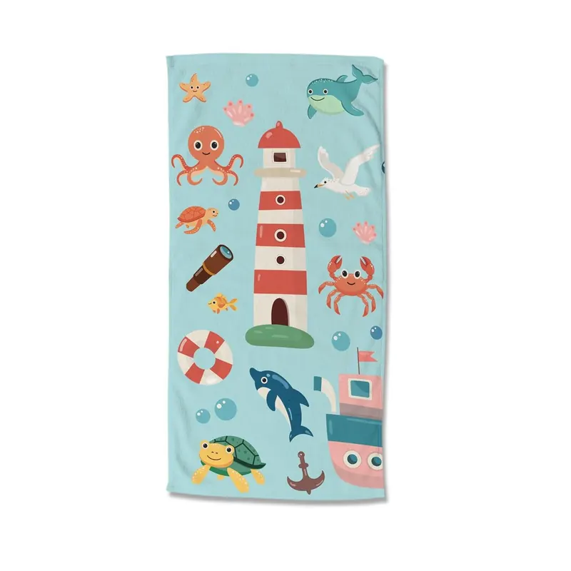 Good Morning Strandtuch 75x150 cm Frottee Sailor Meerestiere blau