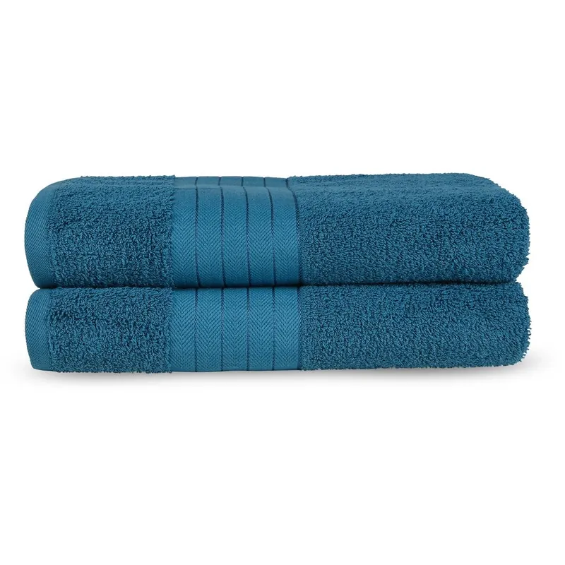Good Morning Uni handtuch 2 x 70x140 cm Frottee Uni Einfarbig blau