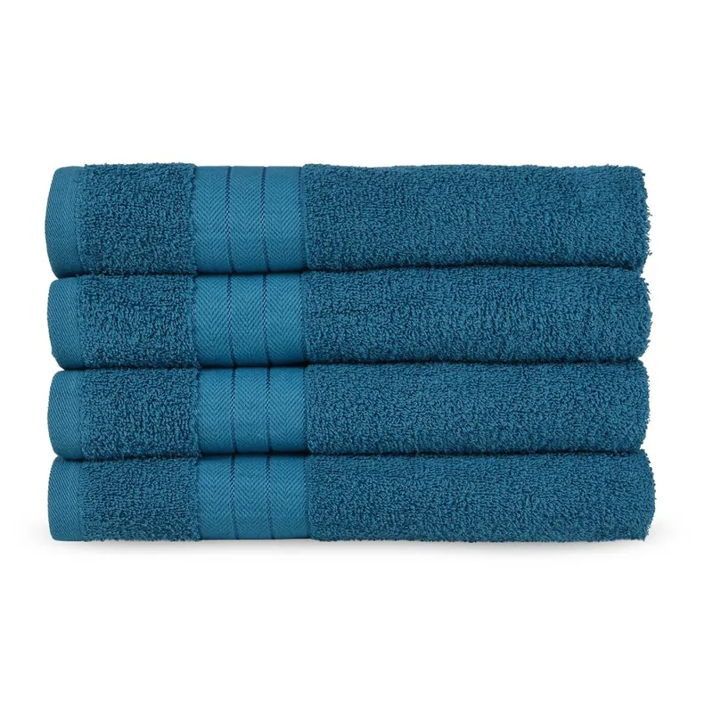 Good Morning Uni handtuch 4 x 50x100 cm Frottee Uni Einfarbig blau