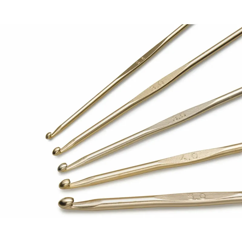Häkelnadel-Set mit Führungsfläche 2,5 - 5 mm Stärke, new gold, Prym