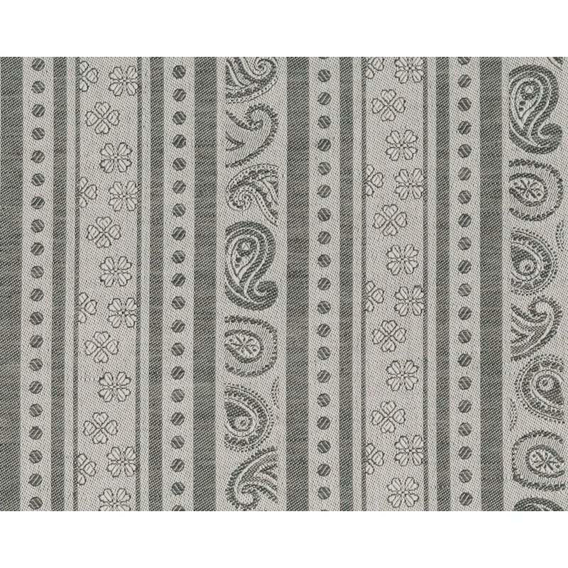 Halb-Leinen-Jacquardwebstoff PAISLEY, Muster-Streifen, natur dunkel, Übelhör