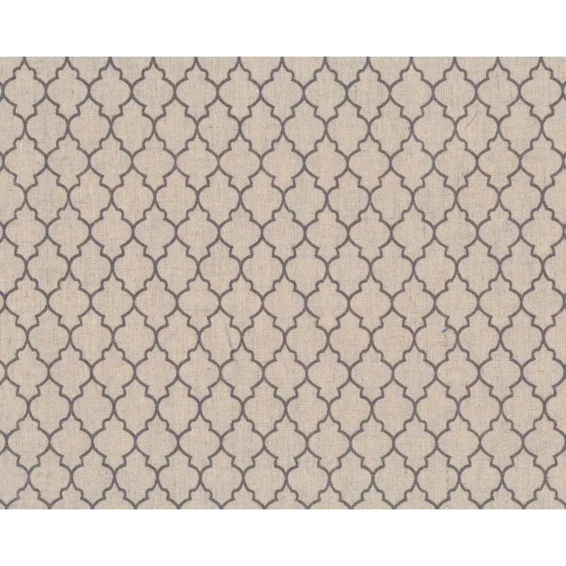 Halbleinen-Dekostoff SHABBY CHIC, Fliesenmuster, natur-natur dunkel
