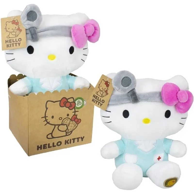 Hello Kitty Plüschfigur 27 cm Arzt blau mit Schleife pink