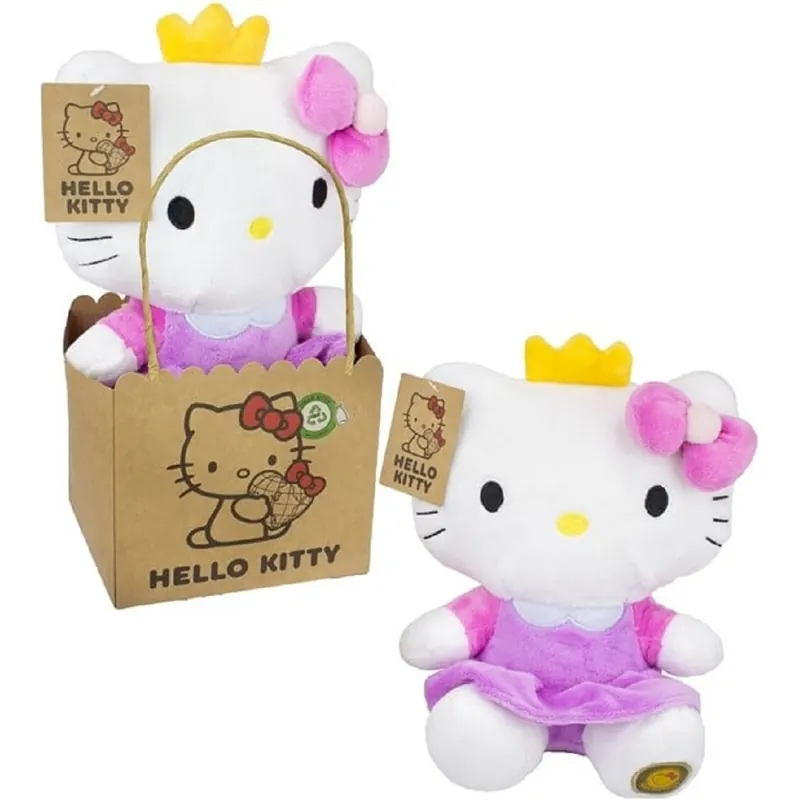 Hello Kitty Plüschfigur 27 cm im lila Kleid mit Krone