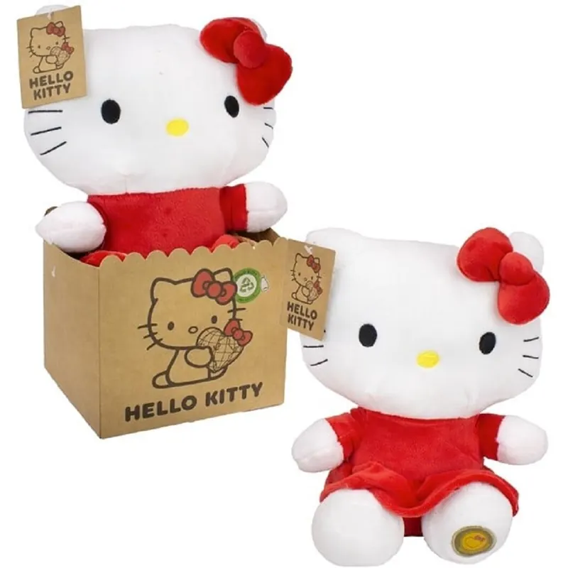 Hello Kitty Plüschfigur 27 cm im roten Kleid mit Schleife