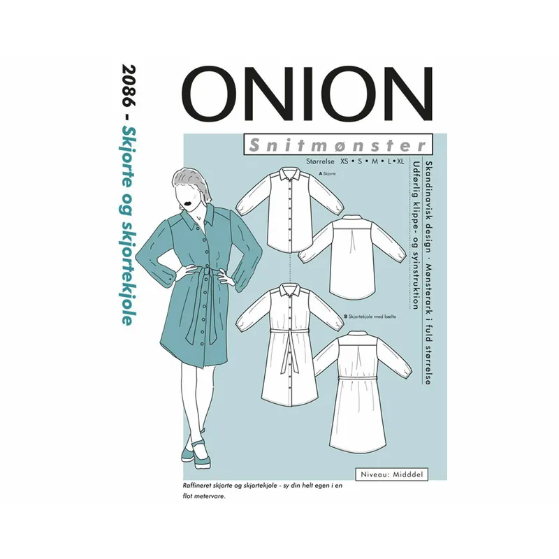 Hemdkleid mit Gürtel, Schnittmuster ONION 2086