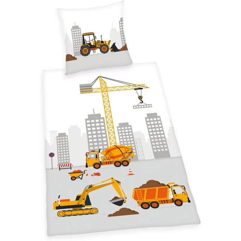 Herding Renforcé Baustelle Bettwäsche Bettbezug 135 x 200 cm Kopfkissenbezug 80 x 80 cm
