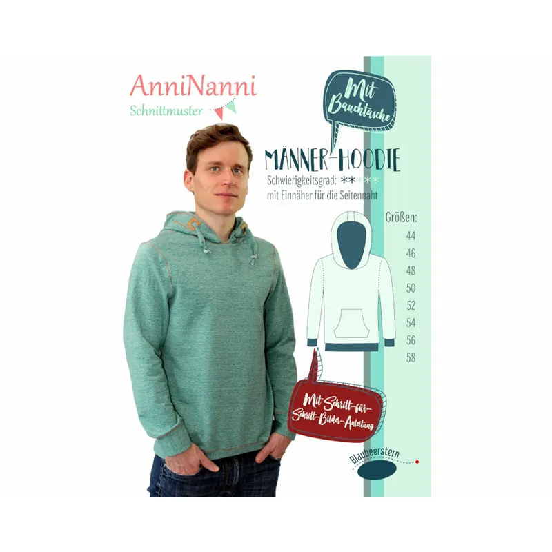 Herren-Schnittmuster MÄNNER-HOODIE, Blaubeerstern