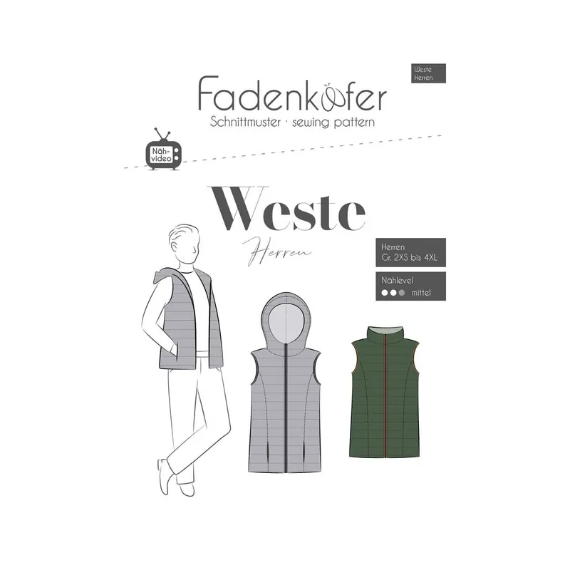Herren-Schnittmuster WESTE, fadenkäfer