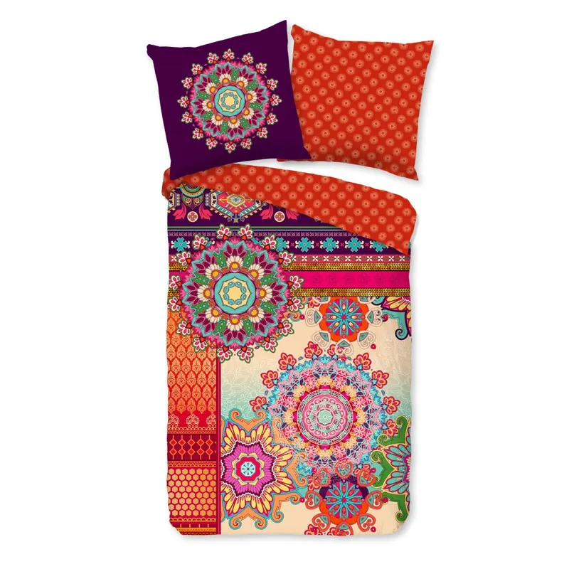 HIP Bettwäsche 135x200 + 1 x 80x80 cm Mako Satin Sherhia bunte Mandalas bunt