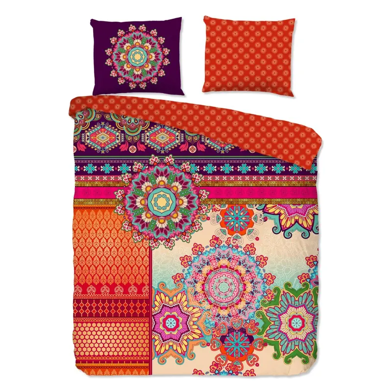 HIP Bettwäsche 155x220 + 1 x 80x80 cm Mako Satin Sherhia bunte Mandalas bunt