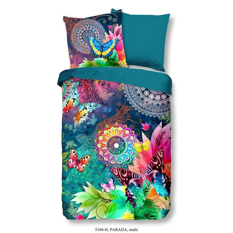 HIP Bettwäsche 200x200 + 2 x 80x80 cm Mako Satin Parada bunte Mandalas und Schmetterlinge bunt