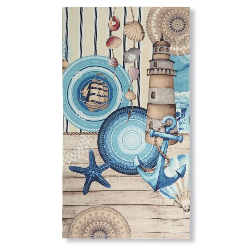 HIP Strandtuch 100x180 cm Frottee Aldiana Mandalas und maritim / Strand-Thema blau