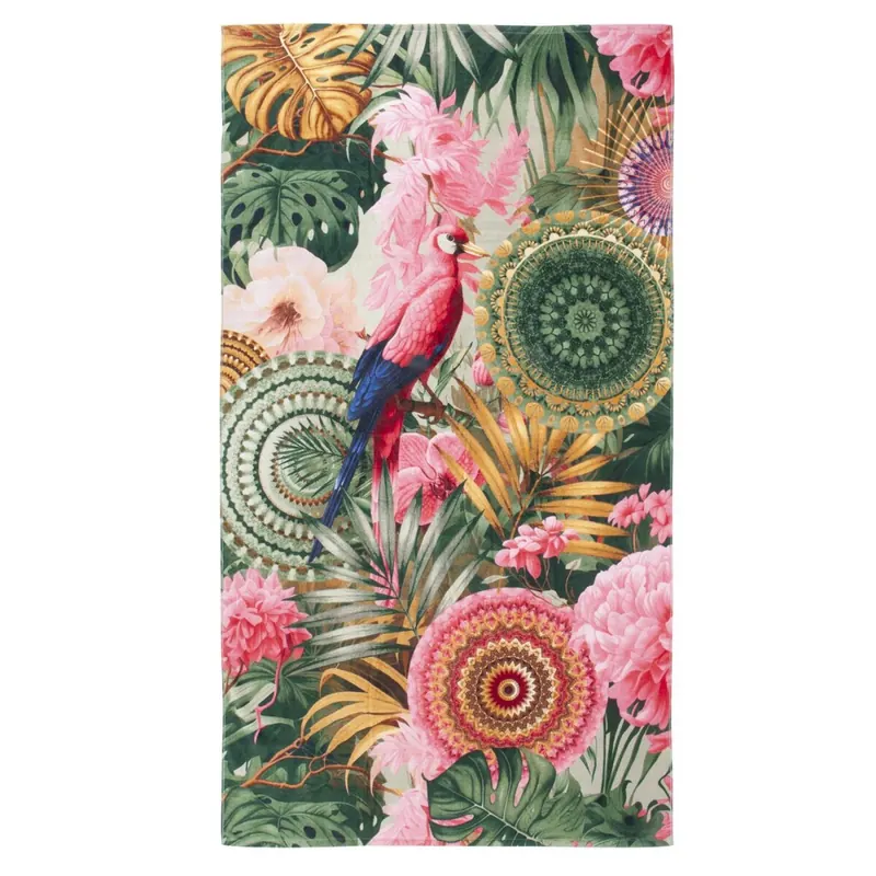 HIP Strandtuch 100x180 cm Frottee Palay Mandalas und Blumen ist tropisch grün