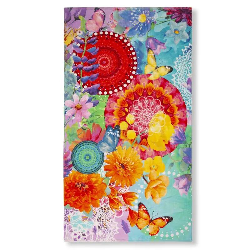 HIP Strandtuch 100x180 cm Frottee Vitori Mandala's und Blumen bunt