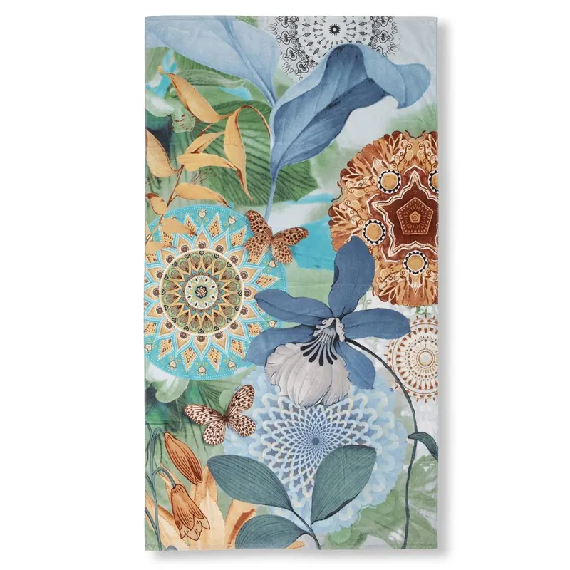 HIP Strandtuch 100x180 cm Frottee Zephir Mandala's und Blätter bunt