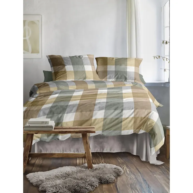 Irisette Edel-Feinbiber Bettwäsche Set Koala 8622 1 Deckenbezug 140x200 cm + 1 Kissenbezug 90x70 cm goldfarben