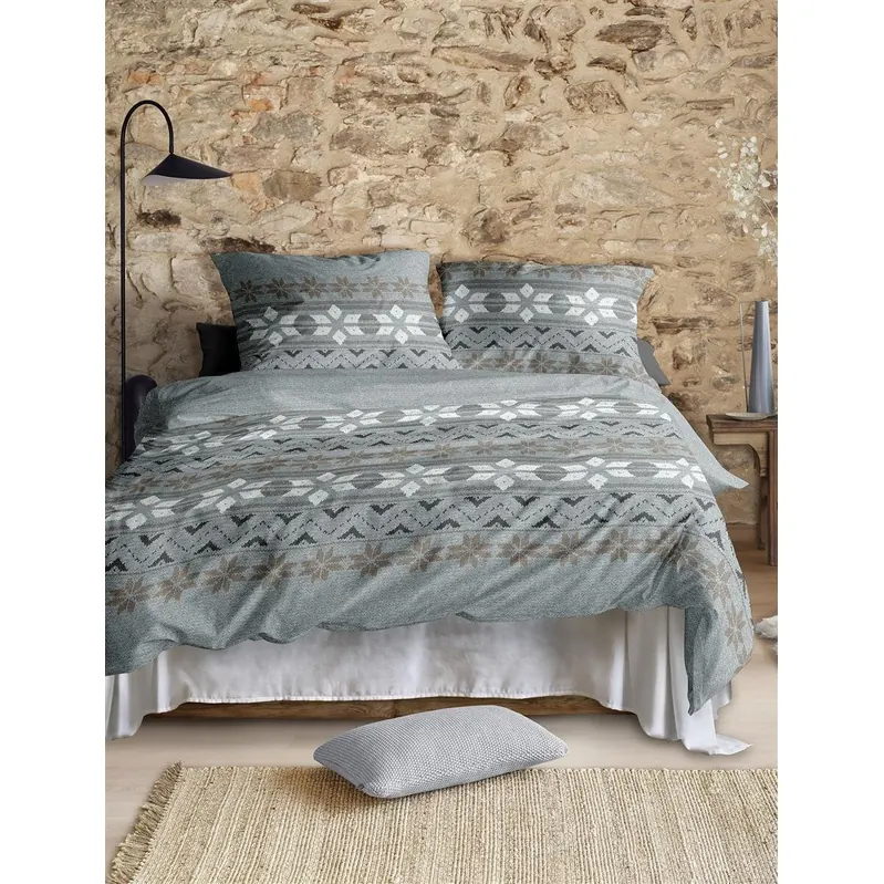 Irisette Feinbiber Bettwäsche Set Panda 8621 1 Deckenbezug 135x200 cm + 1 Kissenbezug 80x80 cm grün