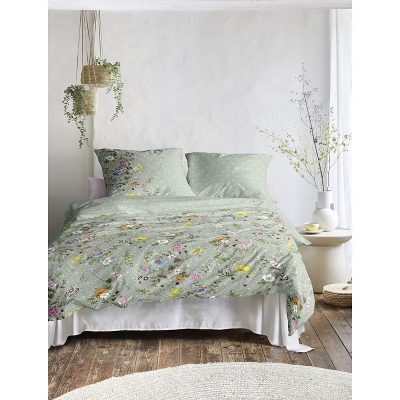 Irisette Mako-Satin Bettwäsche Set Tokio 8599 1 Deckenbezug 155x220 cm + 1 Kissenbezug 80x80 cm grün