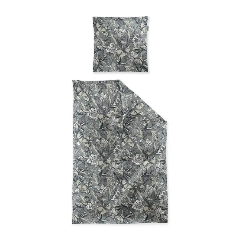 Irisette Mako-Satin Bettwäsche Set Wave 8585 1 Deckenbezug 155x220 cm + 1 Kissenbezug 80x80 cm grün