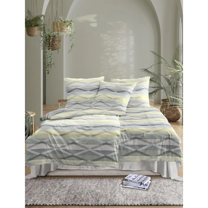 Irisette Mako-Satin Bettwäsche Set Wave 8610 1 Deckenbezug 140x200 cm + 1 Kissenbezug 90x70 cm grün