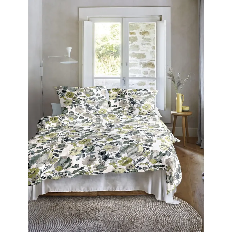 Irisette Mako-Satin Bettwäsche Set Wave 8623 1 Deckenbezug 155x200 cm + 1 Kissenbezug 80x80 cm grün