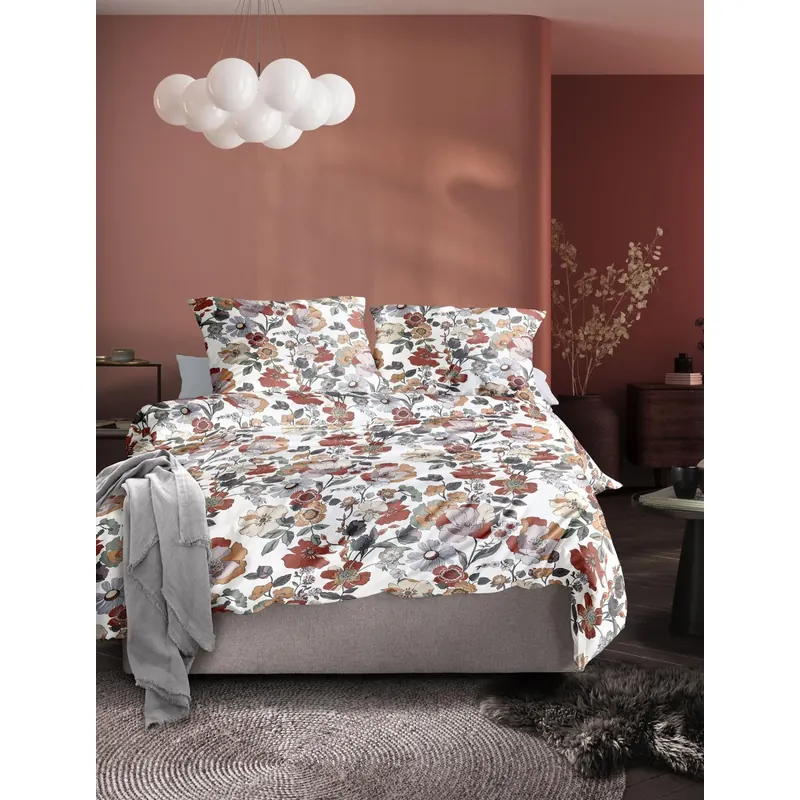 Irisette Mako-Satin Bettwäsche Set Wave 8623 1 Deckenbezug 155x220 cm + 1 Kissenbezug 80x80 cm rot