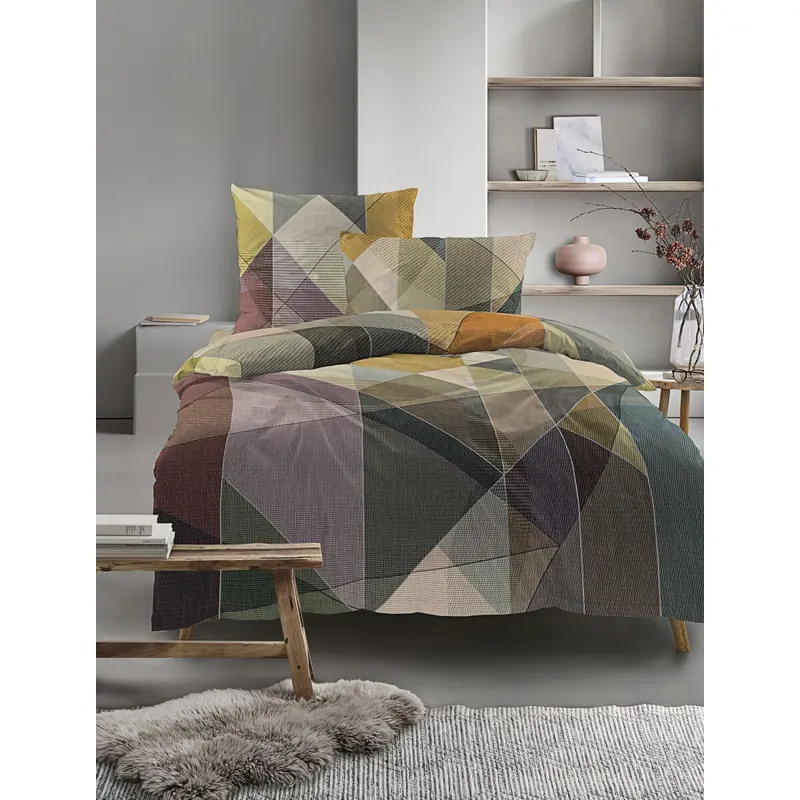 Irisette Mako-Satin Bettwäsche Set Wave 8639 1 Deckenbezug 140x200 cm + 1 Kissenbezug 90x70 cm bunt