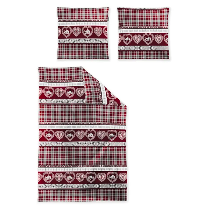 Irisette Mako-Satin Bettwäsche Set Wave 8761 1 Deckenbezug 155x220 cm + 1 Kissenbezug 80x80 cm rot