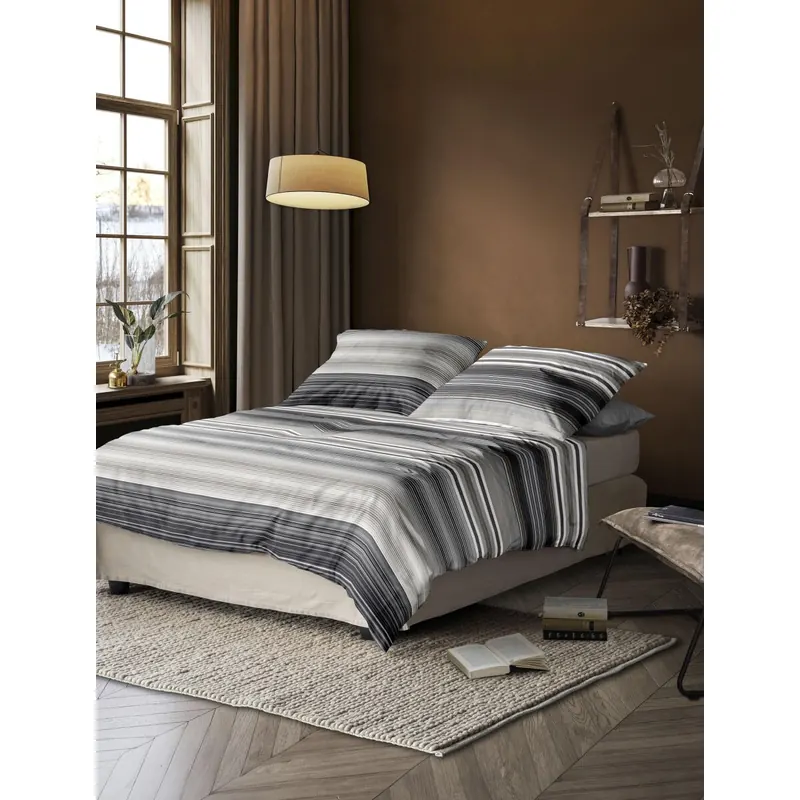 Irisette Mako-Satin Bettwäsche Set Wave-J 8651 1 Deckenbezug 140x200 cm + 1 Kissenbezug 90x70 cm grau