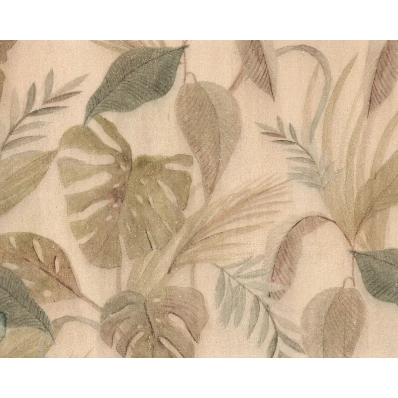 Italienische Bourette-Seide INAMARI, Monstera, natur dunkel