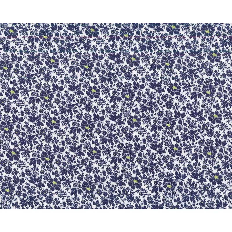 Italienischer Baumwollstoff FLORINA, Blütenmuster, blau