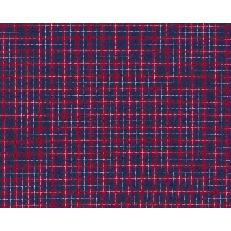 Italienischer Baumwollwebstoff CHECK, Karomuster, blau-rot