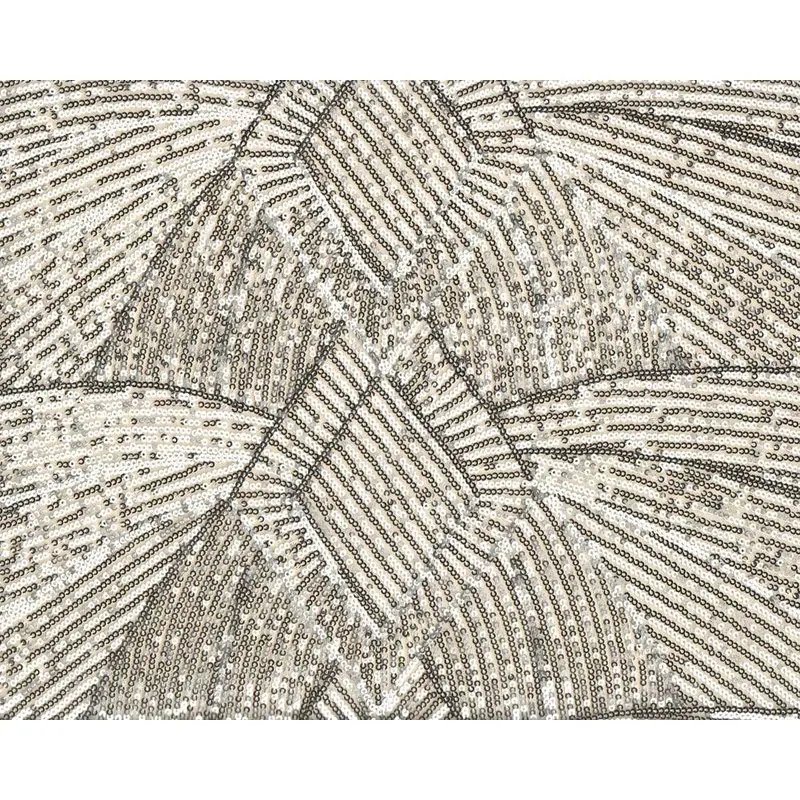 Italienischer Tüllstoff mit Pailletten DIAMOND, elfenbein-silber