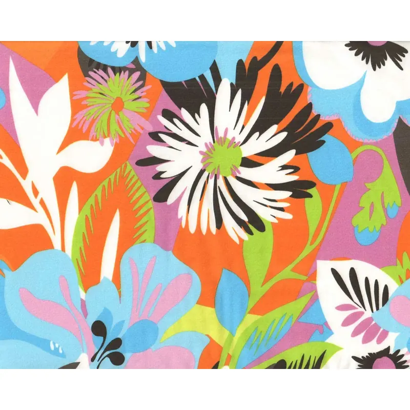 Italienischer Viskosejersey WILMA, Retro-Blumen, orange