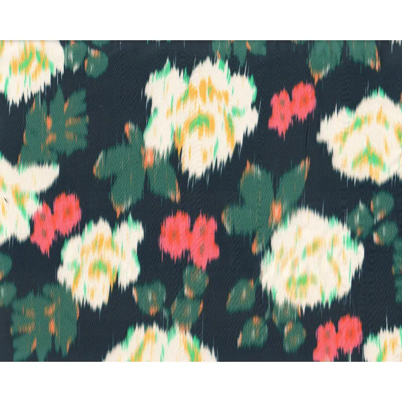 Italienischer Viskosesatinstoff LAURIEN, Colourprint, dunkelblau