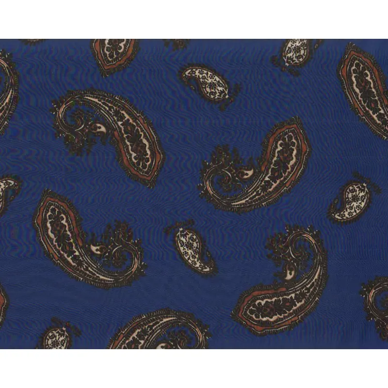 Italienischer Viskosestoff AURORA, satiniert, Paisley, blau