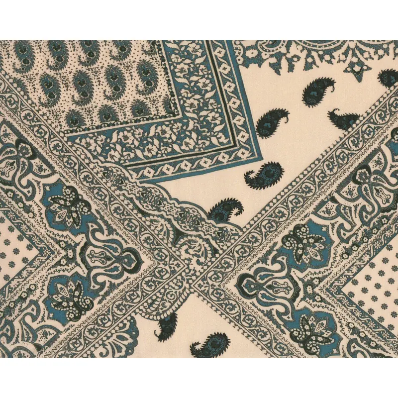 Italienischer Viskosestoff ILARIA, Paisleys, taubenblau