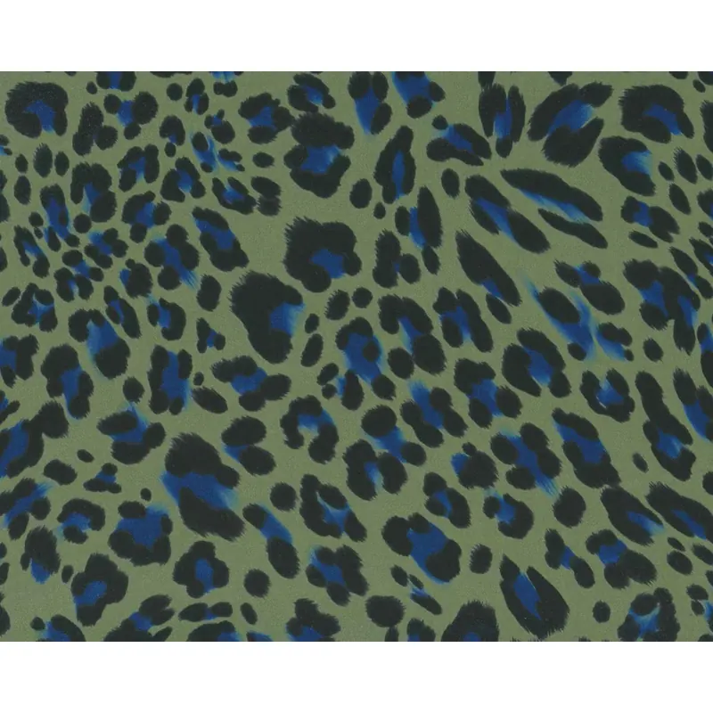 Italienischer Viskosestoff LEVENT, satiniert, Leopardenmuster, olive