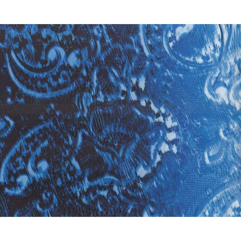 Italienischer Viskosestoff ONDA, Farbverlauf mit Paisleys, blau