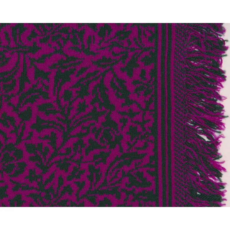 Jacquard-Strickstoff aus Merinowolle DIANA, Blumen, fuchsia-dunkelgrün, Hilco