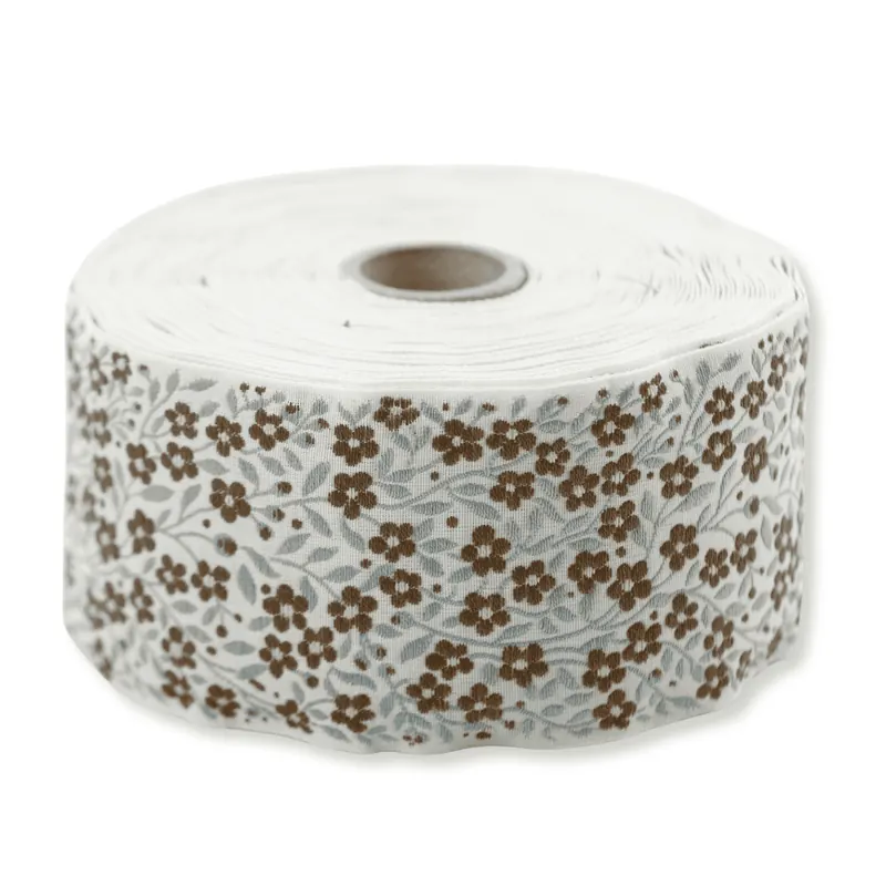 Jacquardband BLUMENMEER, Blume, 50 mm breit, creme, Kafka