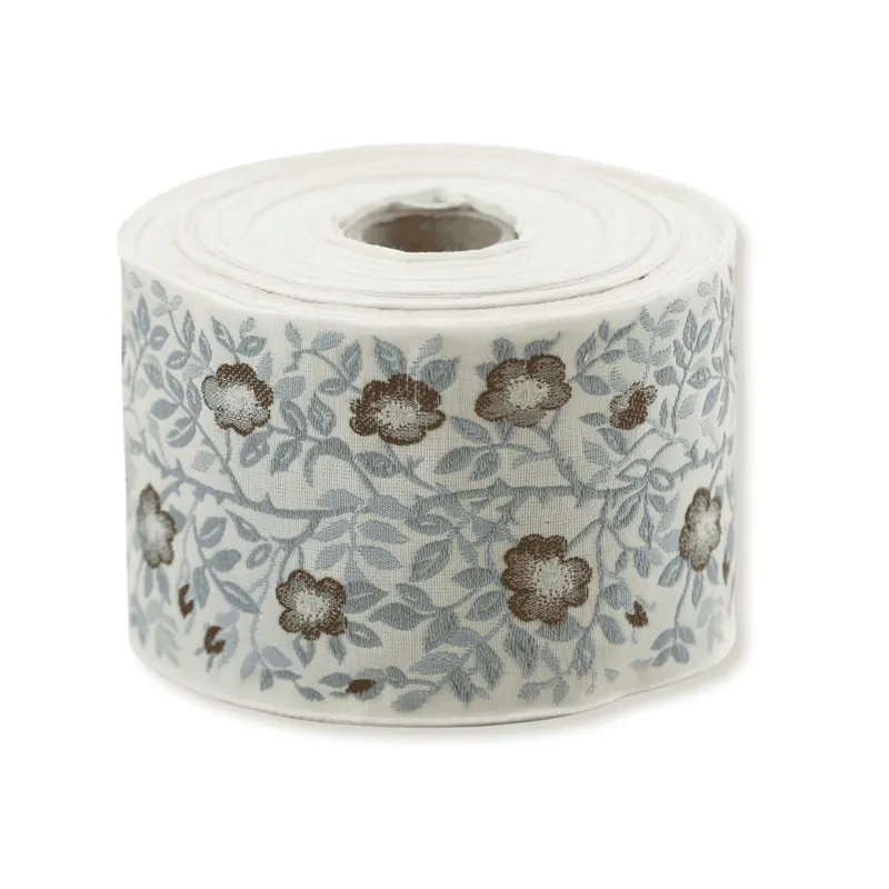 Jacquardband HECKENROSE, Blume, 60 mm breit, creme, Kafka