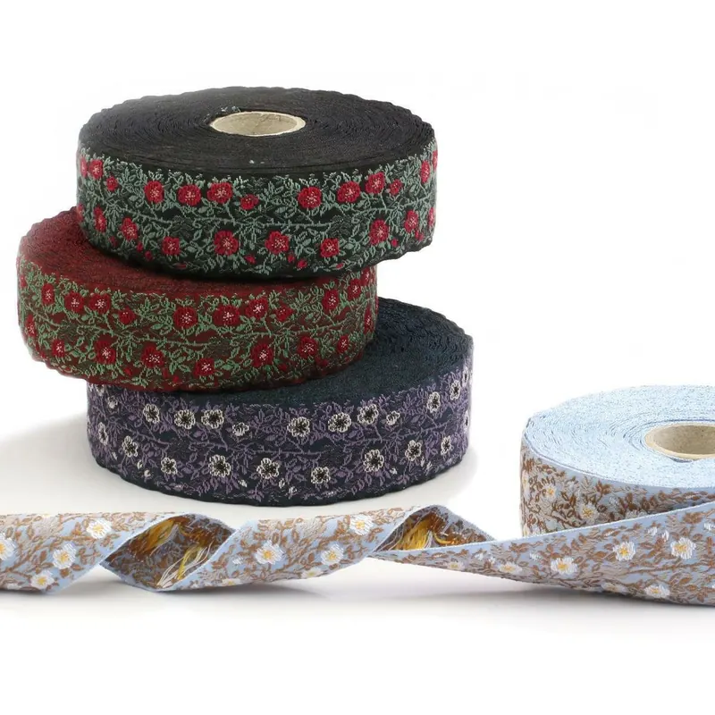 Jacquardband KLEINE HECKENROSE, 2,5 cm breit, 11 Farbvarianten