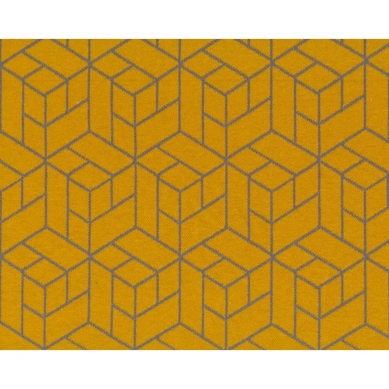Jacquardjersey COZY COLLECTION, Würfel-Geometrie, goldgelb, Lycklig Design
