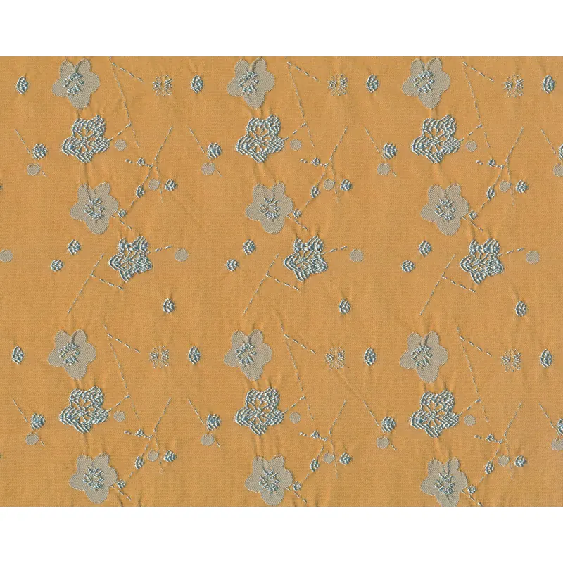 Jacquardstoff CERRY, Kirschblüten, gold-mint, Toptex