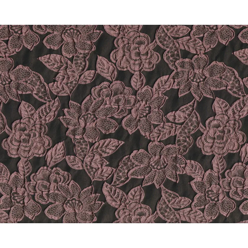 Jacquardstoff PARISO, Blüten, anthrazit-altrosa